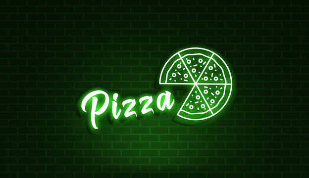 Pizza Shop Wall, Neon Light Effect or Colorful Spotlight on Wall.