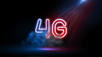 4G is the fourth generation of broadband cellular network technology | Studio room environment with smoke and spotlight.