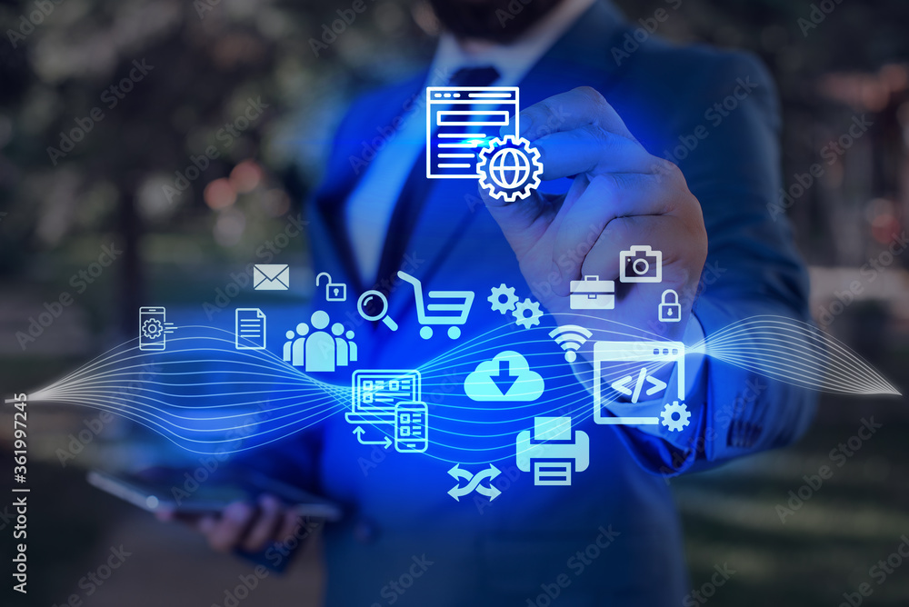 Poster information digital technology network connection infographic elements icon