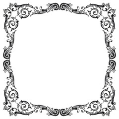 Vintage Ornament Element in baroque style with filigree and floral engrave the best situated for create frame, border, banner. It's hand drawn foliage swirl like victorian or damask design arabesque.