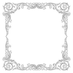 Vintage Ornament Element in baroque style with filigree and floral engrave the best situated for create frame, border, banner. It's hand drawn foliage swirl like victorian or damask design arabesque.