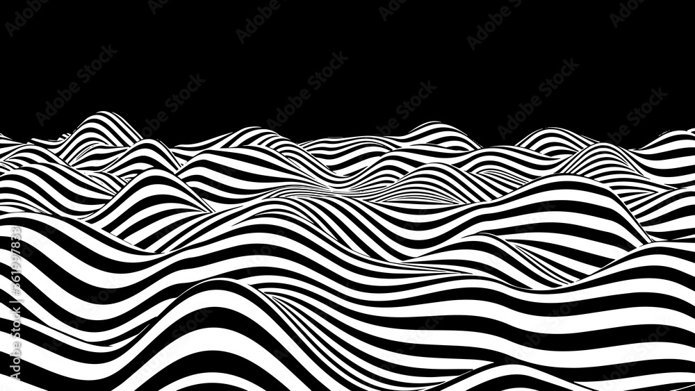 Aufkleber abstract wave of white and black curved lines. hallucination. optical illusion. twisted illustration