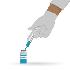 African doctor prepare vaccine for immunization. Vector illustration.