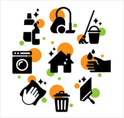 Cleaning icon set