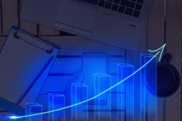 Ascending Growth Trends Movement Performance Financial Chart Status Report