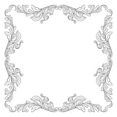 Vintage Ornament Element in baroque style with filigree and floral engrave the best situated for create frame, border, banner. It's hand drawn foliage swirl like victorian or damask design arabesque.