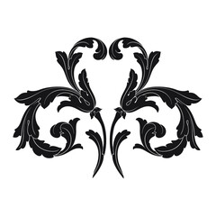 Vintage Ornament Element in baroque style with filigree and floral engrave the best situated for create frame, border, banner. It's hand drawn foliage swirl like victorian or damask design arabesque.