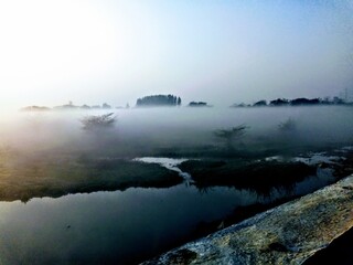 Fototapeta premium misty morning on the river