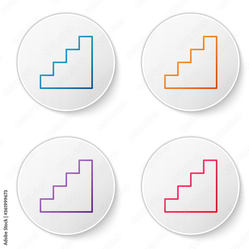 Poster color line staircase icon isolated on white background. set icons in circle buttons. vector.