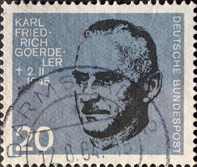 GERMANY - CIRCA 1964: a postage stamp showing a portrait of XXX who was a resistance fighter...