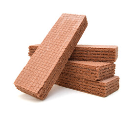 Wafers with chocolate on a white background
