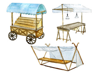 Hand painted clipart with canopies