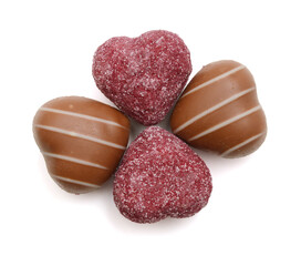 Chocolate candies collection. Beautiful Belgian truffles isolated on white background