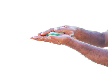 Washing hands rubbing with soap man for corona virus prevention, hygiene to stop spreading coronavirus.