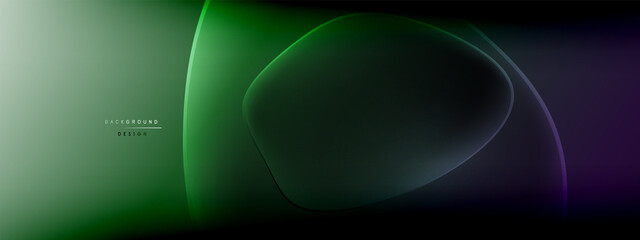 Vector abstract background - liquid bubble shapes on fluid gradient with shadows and light effects. Shiny design template for text