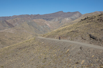 A bikepacker in the Sierra Nevada. 