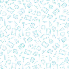 Back to school seamless pattern.  Hand drawn school background.