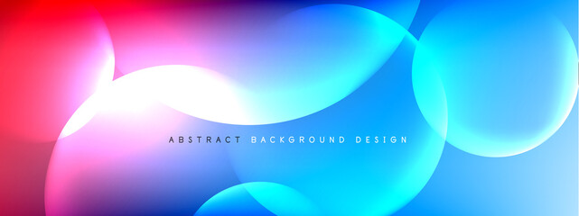Vector abstract background liquid bubble circles on fluid gradient with shadows and light effects. Shiny design templates for text