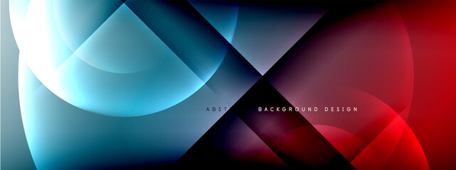 Vector abstract background - circle and cross on fluid gradient with shadows and light effects. Techno or business shiny design templates for text