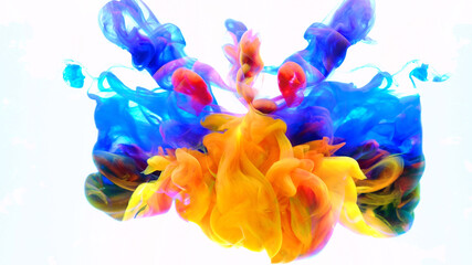 Color paint drops in water 
