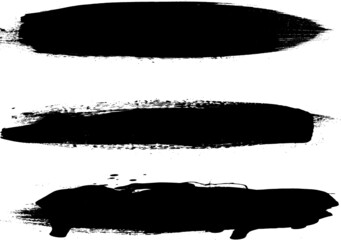 Grunge Paint stripe . Vector brush Stroke . Distressed banner . Black isolated paintbrush collection . Modern Textured shape . Dry border in Black . 