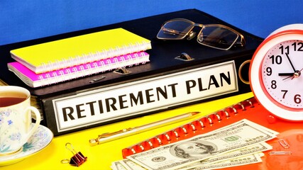 Retirement plan-text label on the office Registrar's folder. Financial allowance, individual...