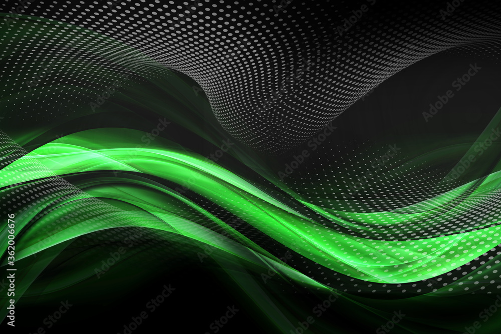 Poster futuristic modern background. elegant interface of smartfon. blur gradient with fluid flow green wav