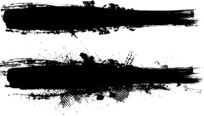 Grunge Paint stripe . Vector brush Stroke . Distressed banner . Black isolated paintbrush collection . Modern Textured shape . Dry border in Black . 