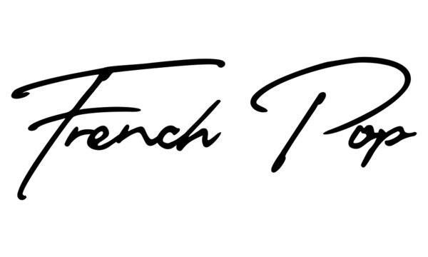 French Pop Handwritten Font Calligraphy Black Color Text 
on White Background