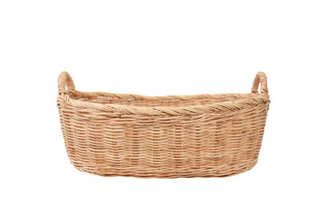 Fototapeta rattan wicker basket isolated on white background, Picnic basket obraz