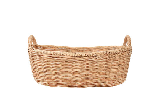rattan wicker basket isolated on white background, Picnic basket