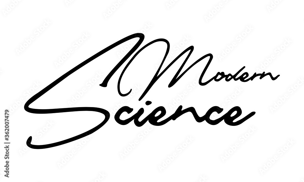 Fototapete modern science handwritten font calligraphy black color text on white background
