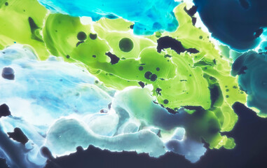 Neon Space Liquid Background. Acrylic Paint 