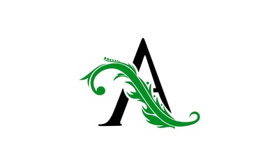 logo alphabet A leaf