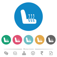 Obraz premium Car seat heating flat round icons