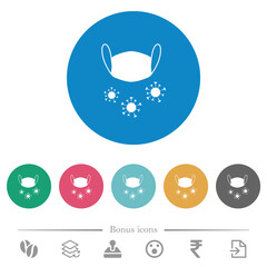 Medical mask and corona viruses flat round icons