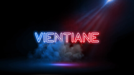 Vientiane, Laos' national capital, mixes French-colonial architecture with Buddhist temples such as the golden. Studio room with Neon lights.