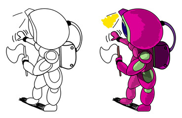 astronaut stands with flag