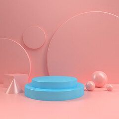 abstract geometric shape pastel color template minimal modern style wall background,for booth podium stage display table mock up composition 3d rendering 