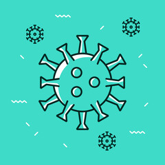 Vector linear icon of virus and bacteria. Coronavirus concept. Illustration covid-19.