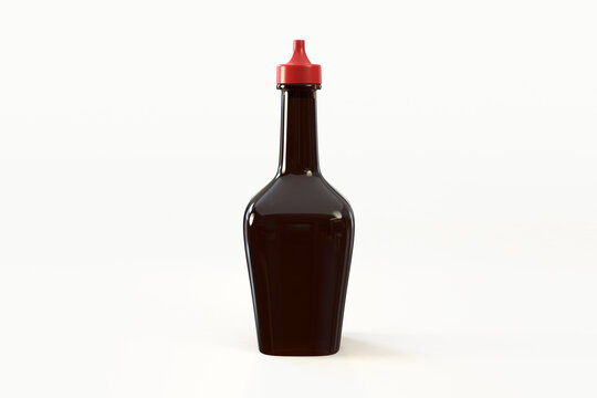 Fl&uuml;ssigw&uuml;rze - Flasche auf weissem Hintergrund