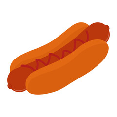 Big hot dog with ketchup isolated on white background.