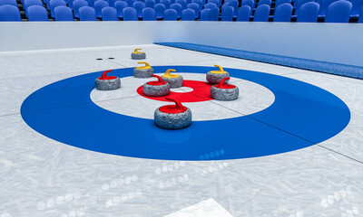 3D Illustration of Ice arena for playing curling