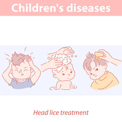children diseases. Head lice. Symptoms and treatment.