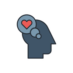 Thinking of love vector icon symbol fall in love isolated on white background