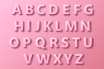 Bright pink 3D Alphabet Letters.