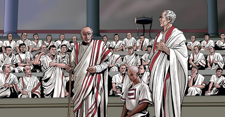 Naklejka premium Ancient Rome - Quintus Fabius Maximus is commissioned by the Roman Senate