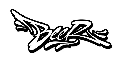Beer word drawn by hand in graffiti style. Vector illustration