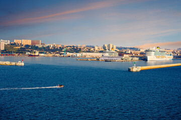 Marseille, France, cruise port. Lighthouse.
 Marseille is the largest port in the Mediterranean on...