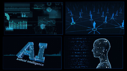 Digital Network Technology AI artificial intelligence data concepts 3D illustration Background